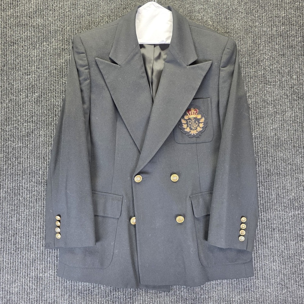 Ralph Lauren Black Double-Breasted Crest Blazer